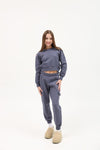 TENLY Cotton Fleece Split Hem Pocket Pant, Indigo Storm - Flying Ryno