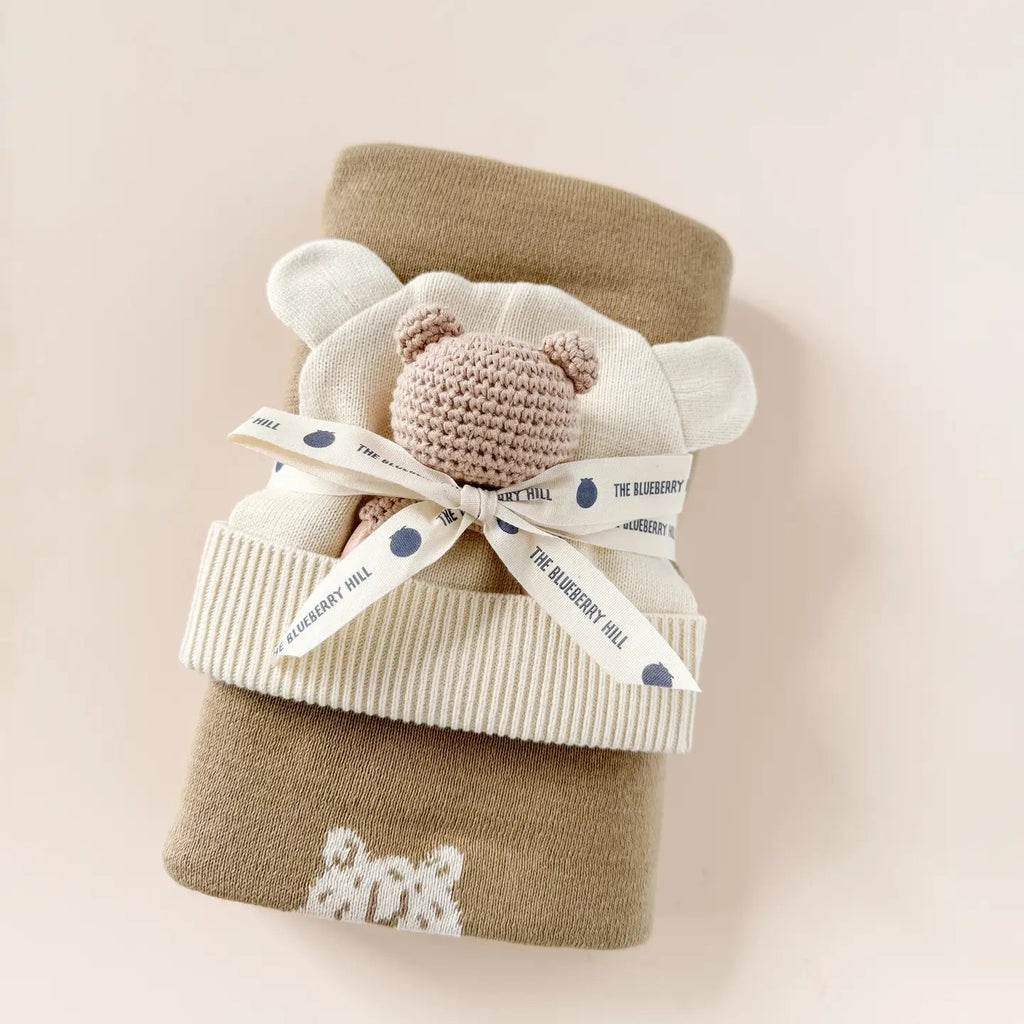 The Blueberry Hill Teether Bear Brown Baby Newborn Toy Rattle - Flying Ryno