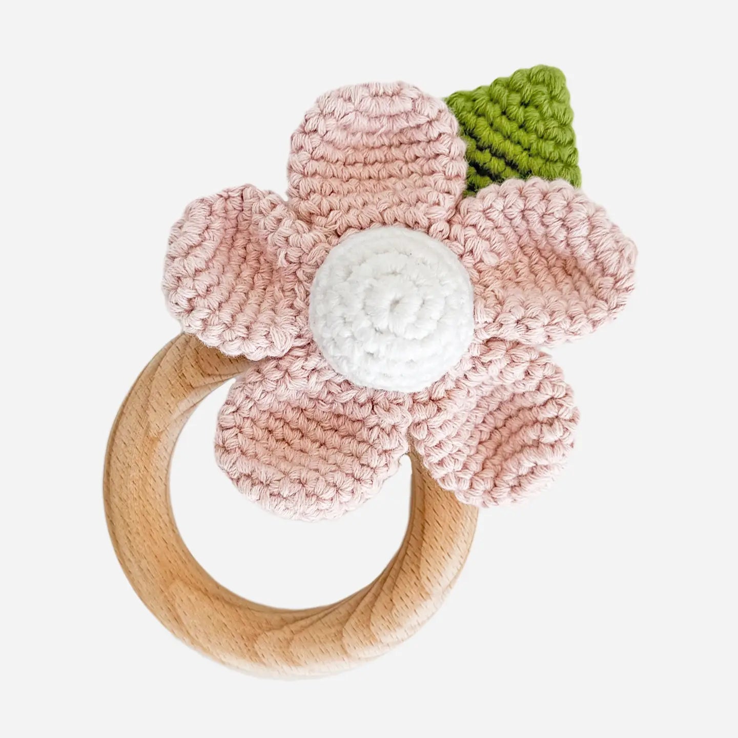 The Blueberry Hill Teether Flower Pink Cotton Crochet Rattle Baby Toy Spring - Flying Ryno
