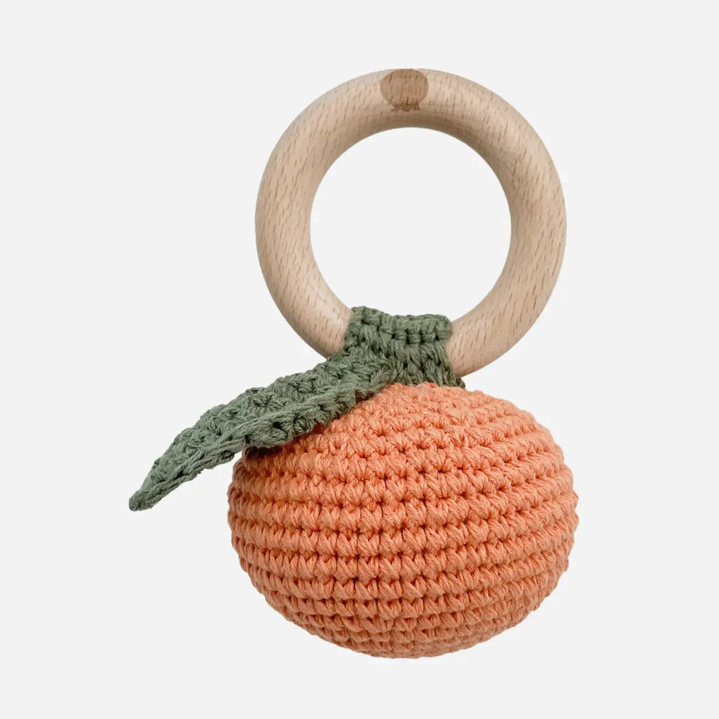 The Blueberry Hill Teether Orange Cotton Rattle Fruit Baby Clementine Pumpkin - Flying Ryno