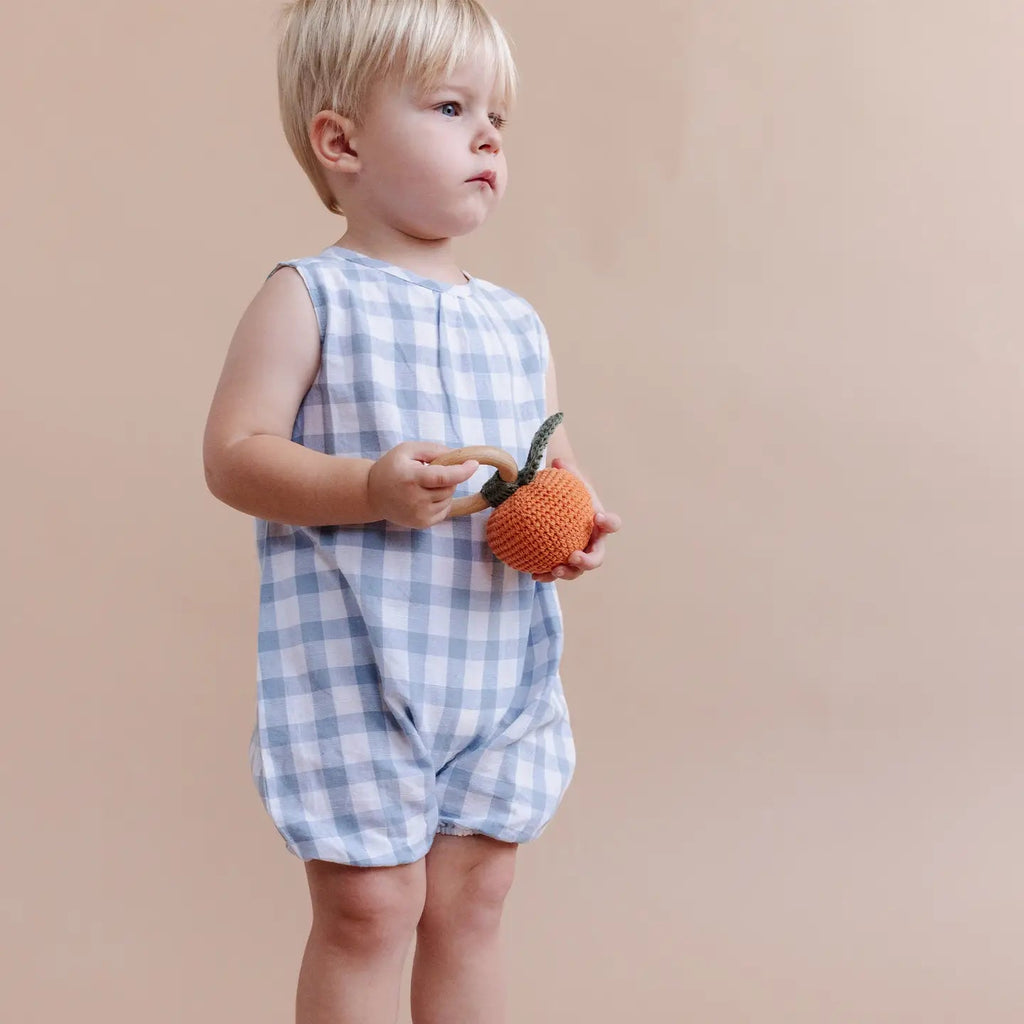 The Blueberry Hill Teether Orange Cotton Rattle Fruit Baby Clementine Pumpkin - Flying Ryno