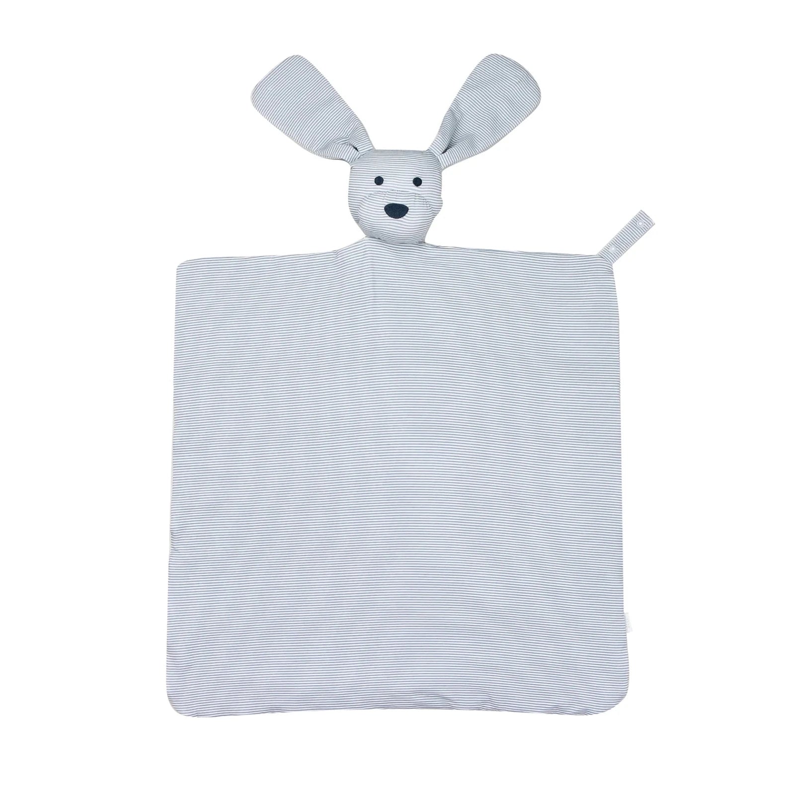 The Uptown Baby Dog Lovey Blanket, Dusty Blue Mini-Stripe - Flying Ryno