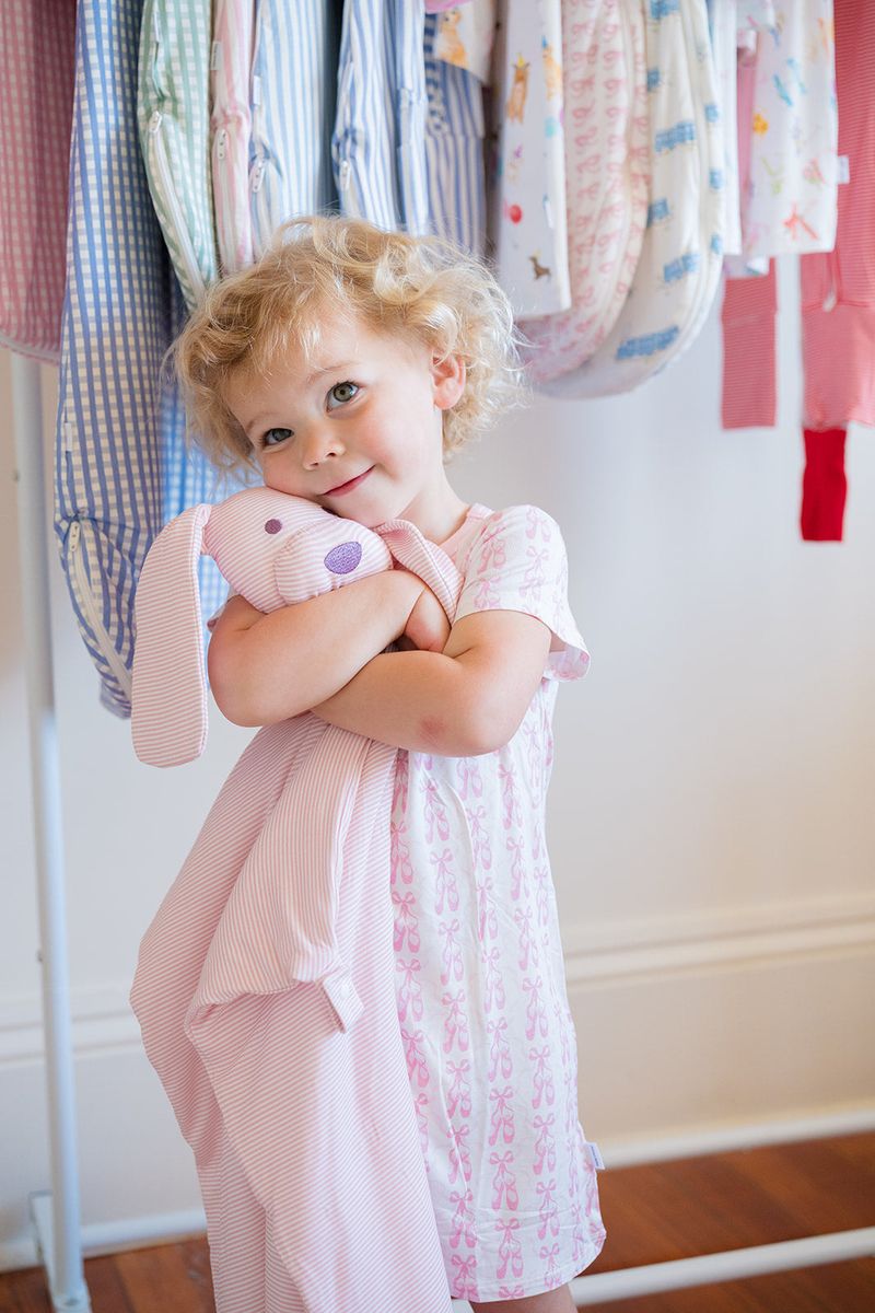The Uptown Baby Lovey Blanket, Pink Mini-Stripe Dog - Flying Ryno