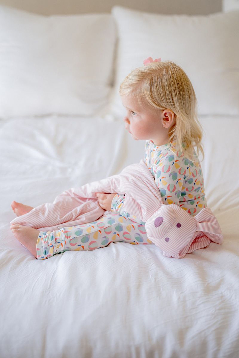 The Uptown Baby Lovey Blanket, Pink Mini-Stripe Dog - Flying Ryno