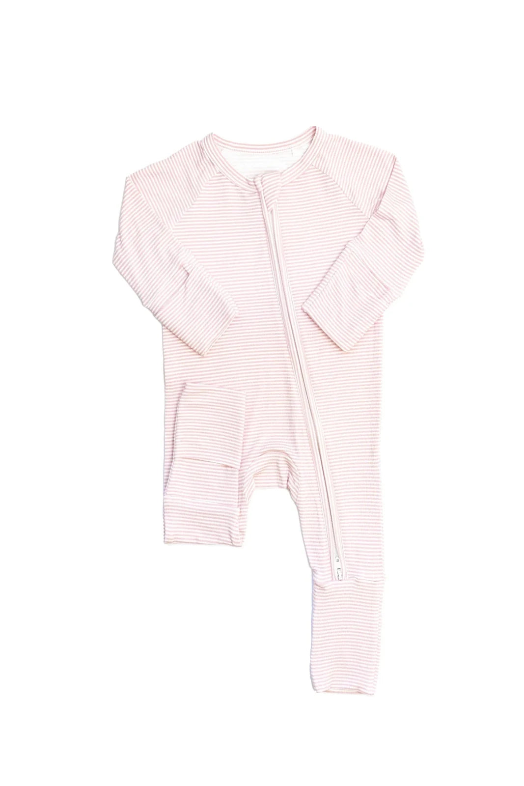 The Uptown Baby Sleep Romper, Pink Mini Stripe - Flying Ryno