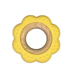 Three Heart Bpa Silicone & Beechwood Teether Ring Flower - Flying Ryno