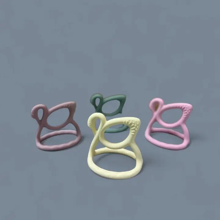 Three Hearts 3D Silicone Swan Teether - Flying Ryno