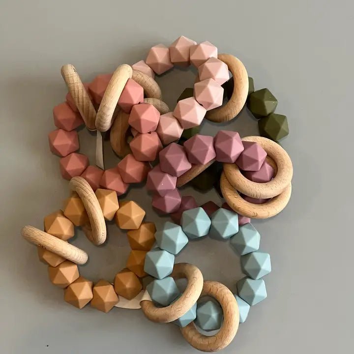 Three Hearts Abby Silicone & Beech Wood Rattle - Flying Ryno