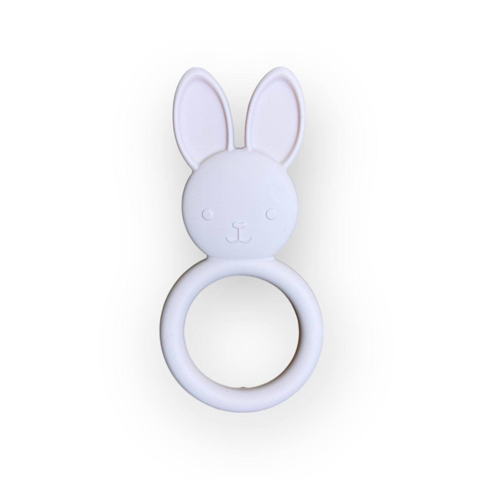 Three Hearts All Silicone Bunny Teething Ring, Pale Pink - Flying Ryno