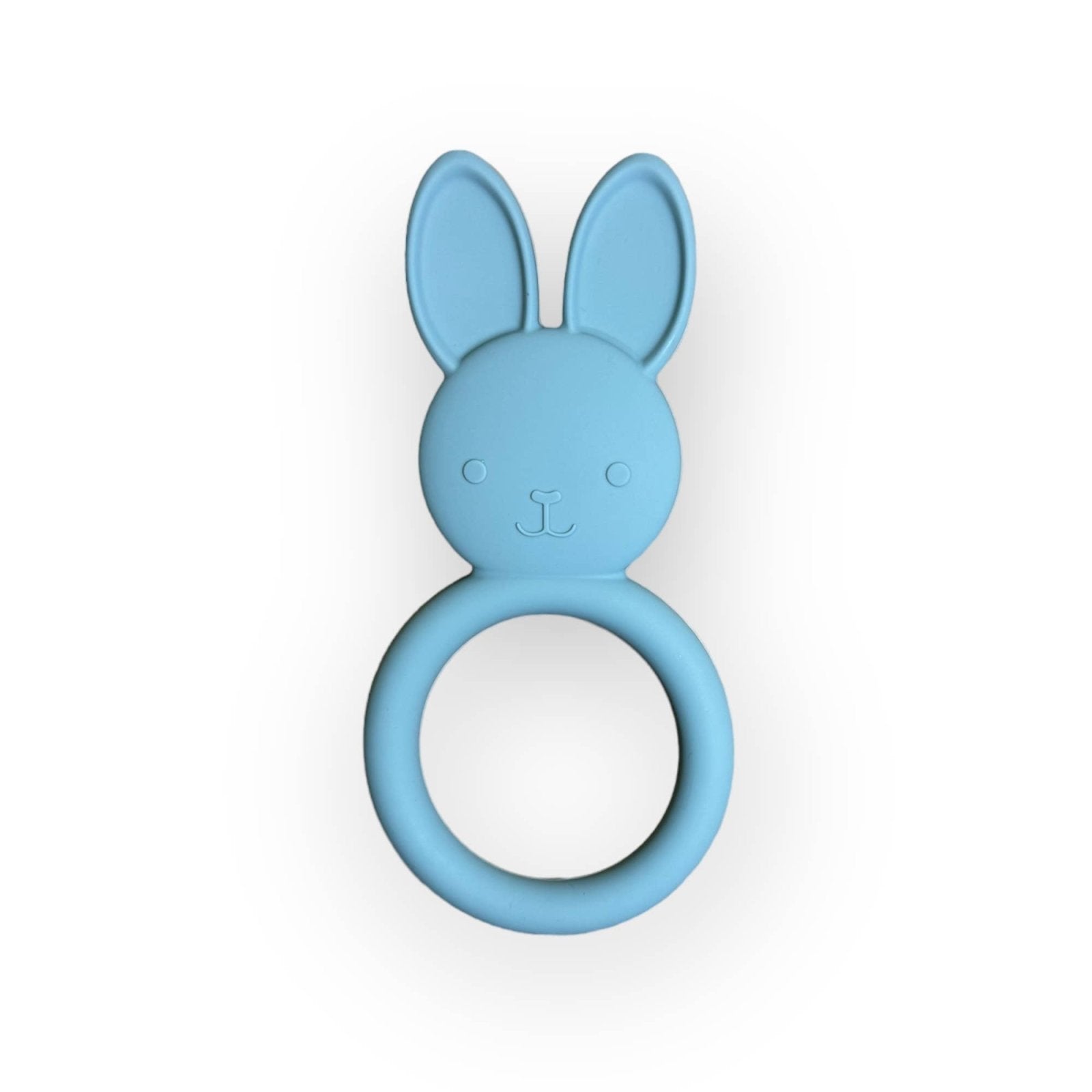 Three Hearts All Silicone Bunny Teething Ring, Slate - Flying Ryno