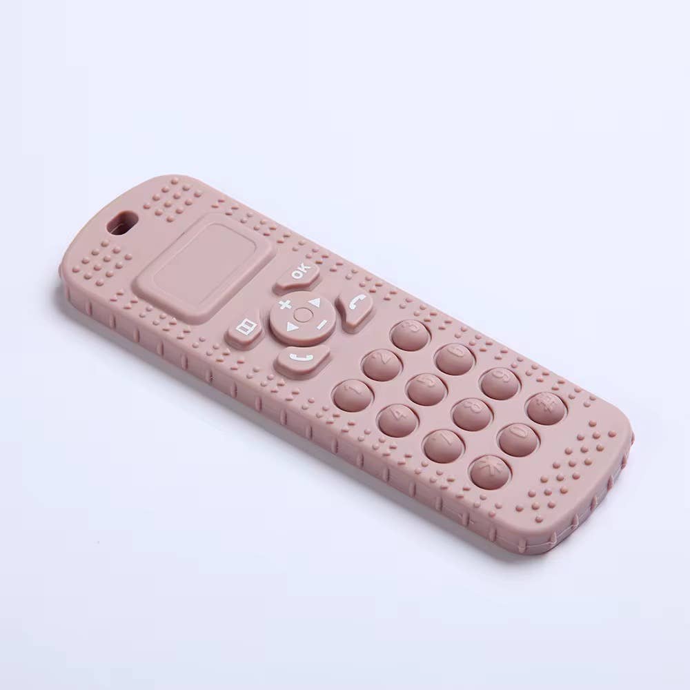Three Hearts Telephone Silicone Pop-it Teether, Mauve - Flying Ryno