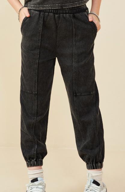 Hayden Washed Short Sleeve Knit Sweatshirt and Pant Set  - Black - Flying Ryno