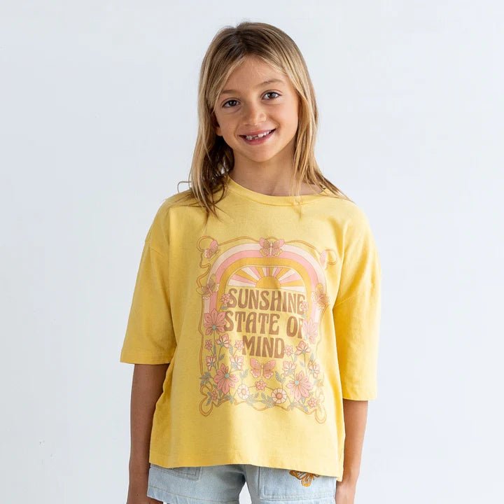 Tiny Whales Cotton Jersey Girls Super Tee Sunshine State - Pollen - Flying Ryno