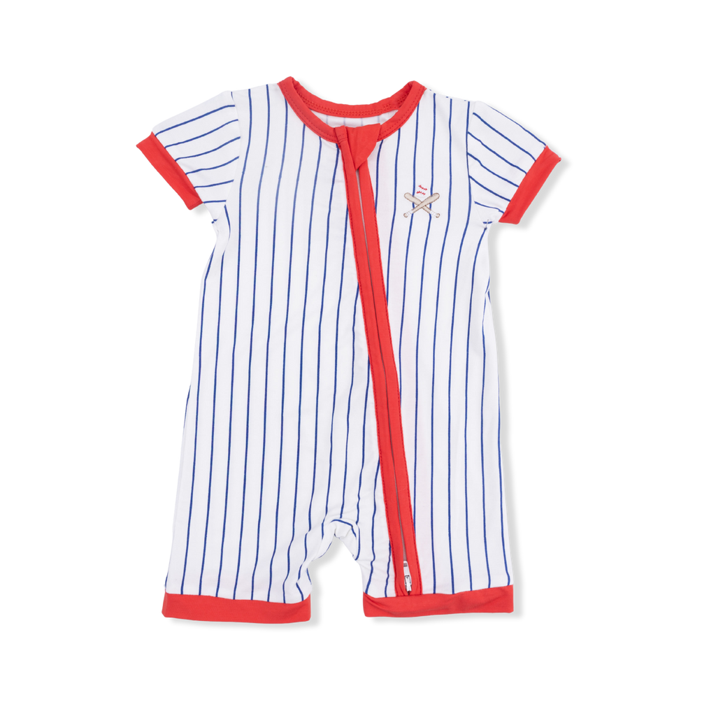 Angel Dear Baseball Stripe - Shortie 2 Way Zipper Romper - Flying Ryno
