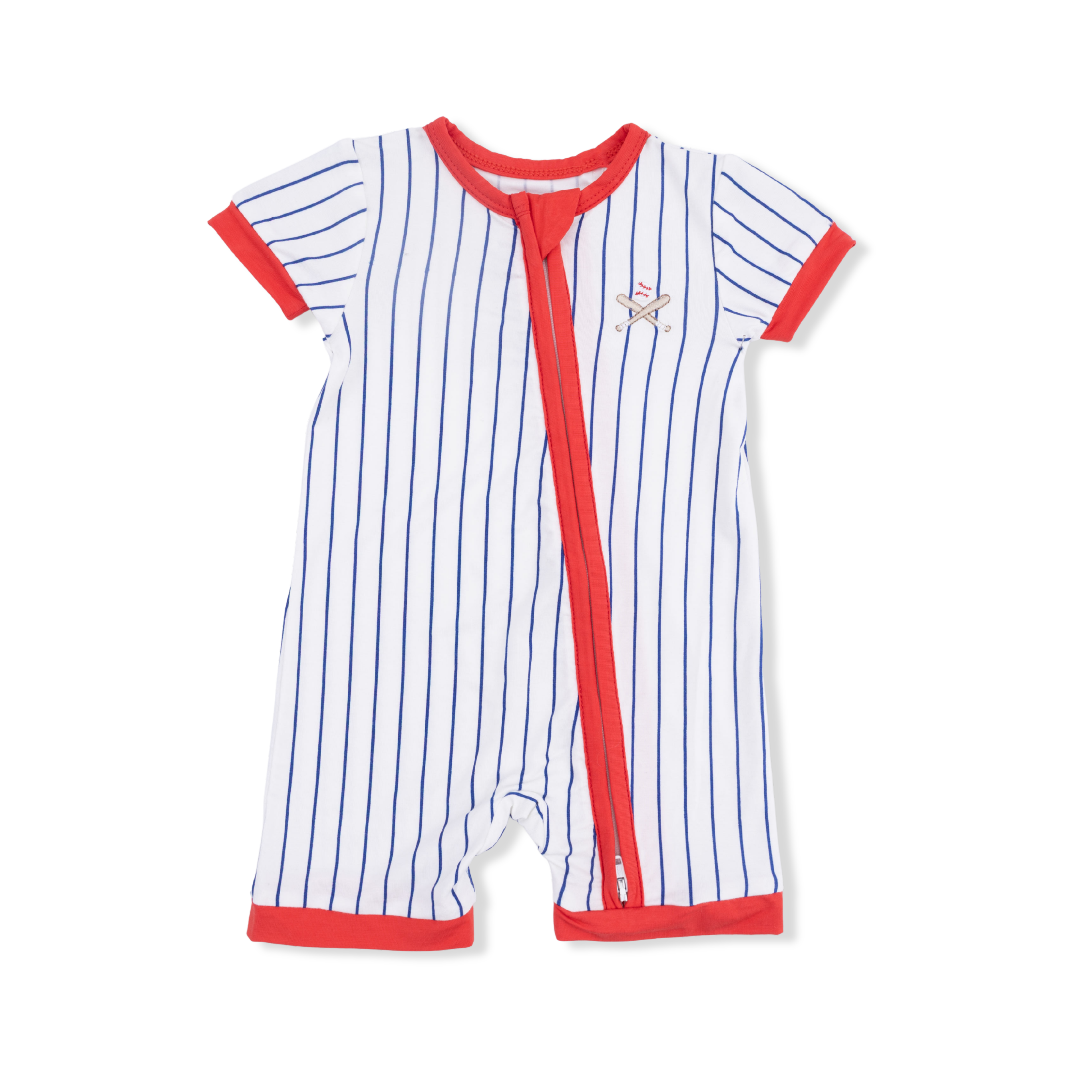 Angel Dear Baseball Stripe - Shortie 2 Way Zipper Romper - Flying Ryno