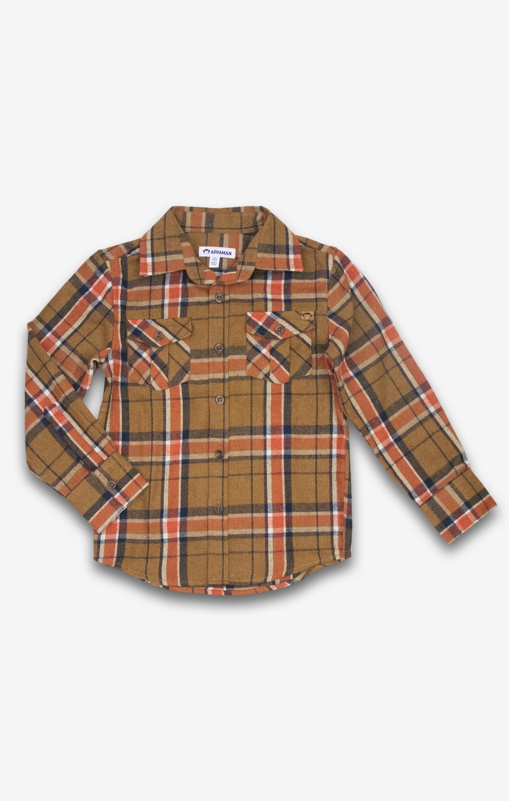 Appaman Flannel Shirt, Tomato Olive Plaid