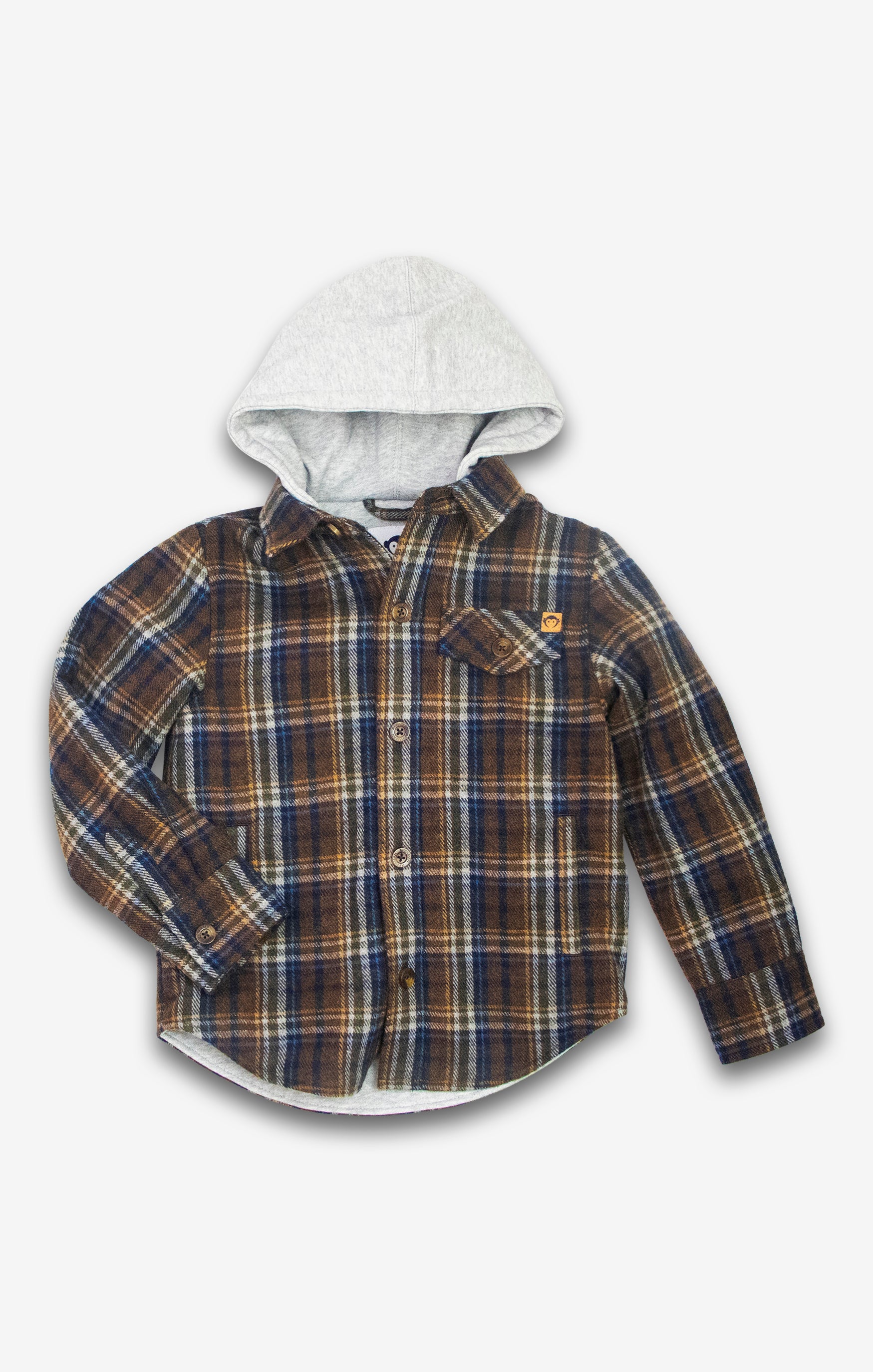 Appaman Glen Hooded Shirt, Earth Plaid