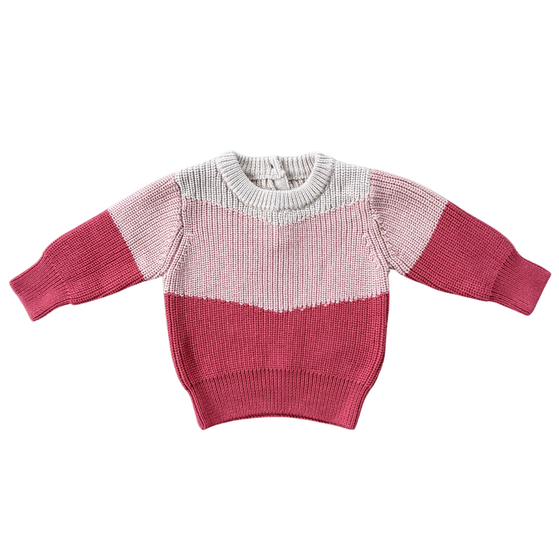 Babysprouts Colorblock Knit Sweater Misty Rose