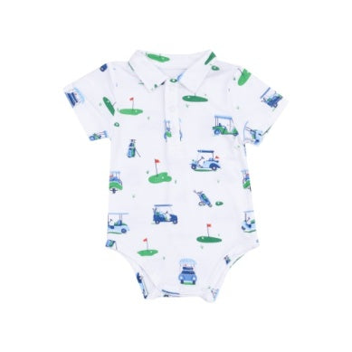 Angel Dear Vintage Golf Carts Blue Polo Bodysuit - Flying Ryno