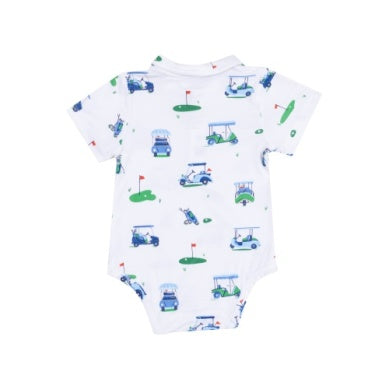 Angel Dear Vintage Golf Carts Blue Polo Bodysuit - Flying Ryno