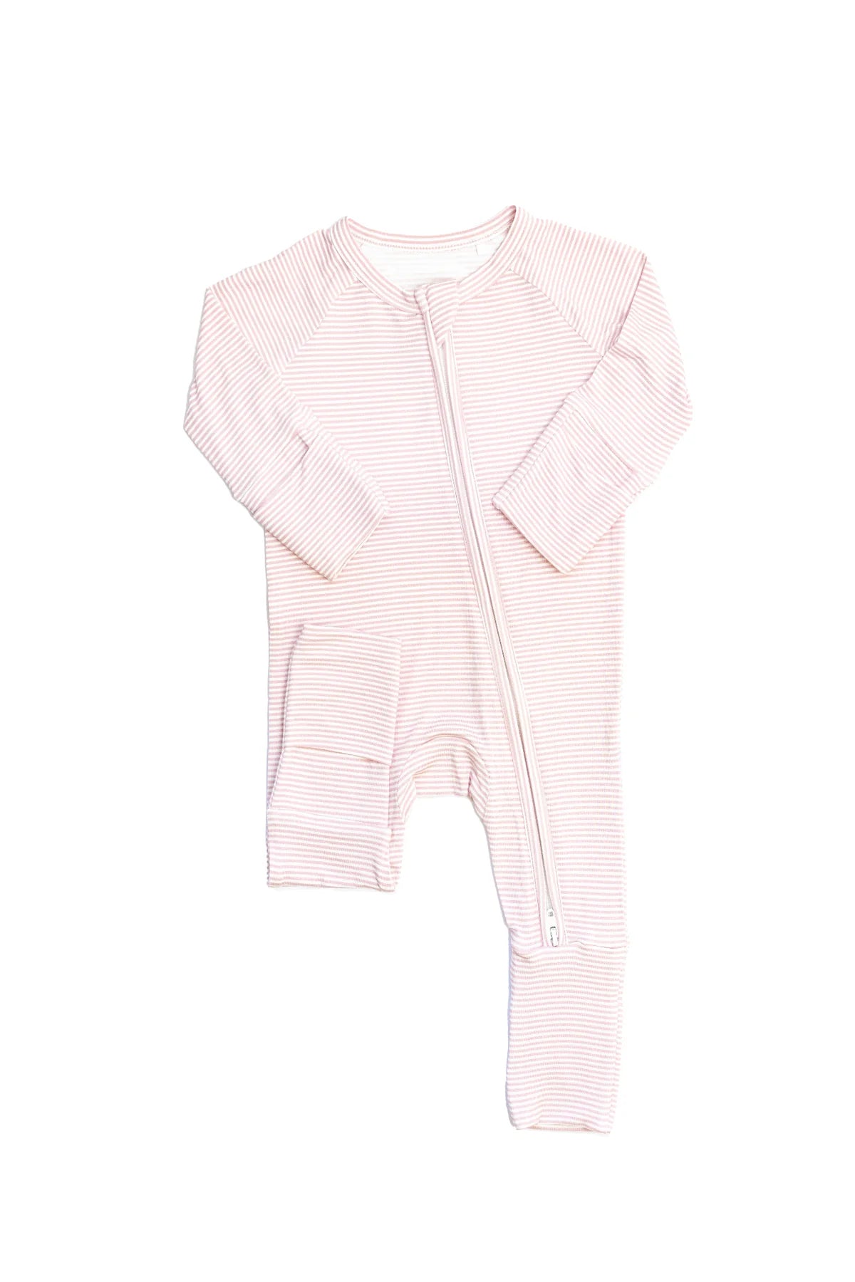 The Uptown Baby Sleep Romper, Pink Mini Stripe - Flying Ryno