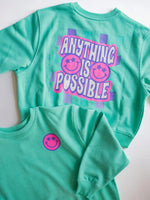 Xoxo By Magpies Anything Is Possible Smiley Sweatshirt | Aqua - Flying Ryno