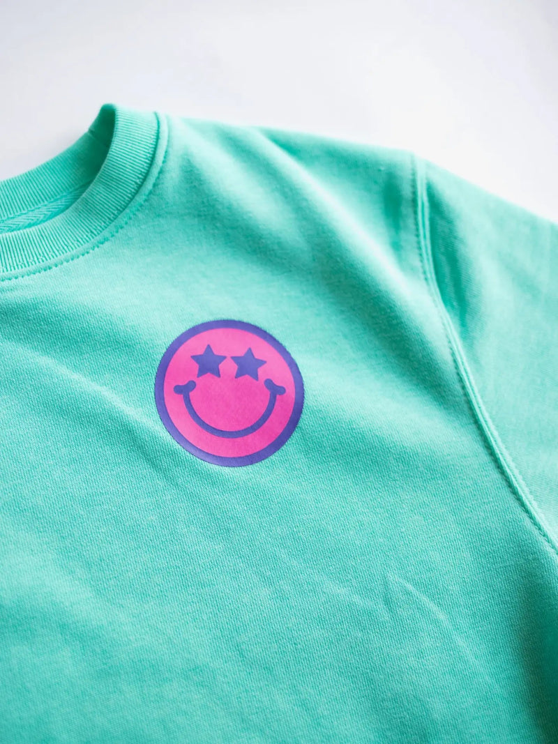 Xoxo By Magpies Anything Is Possible Smiley Sweatshirt | Aqua - Flying Ryno
