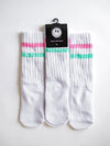 Xoxo By Magpies Crew Socks | Pink + Aqua Stripe - Flying Ryno