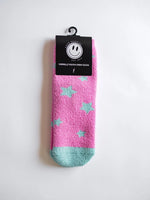 Xoxo By Magpies Fuzzy Sock | Pink + Aqua Star - Flying Ryno