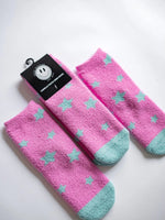 Xoxo By Magpies Fuzzy Sock | Pink + Aqua Star - Flying Ryno