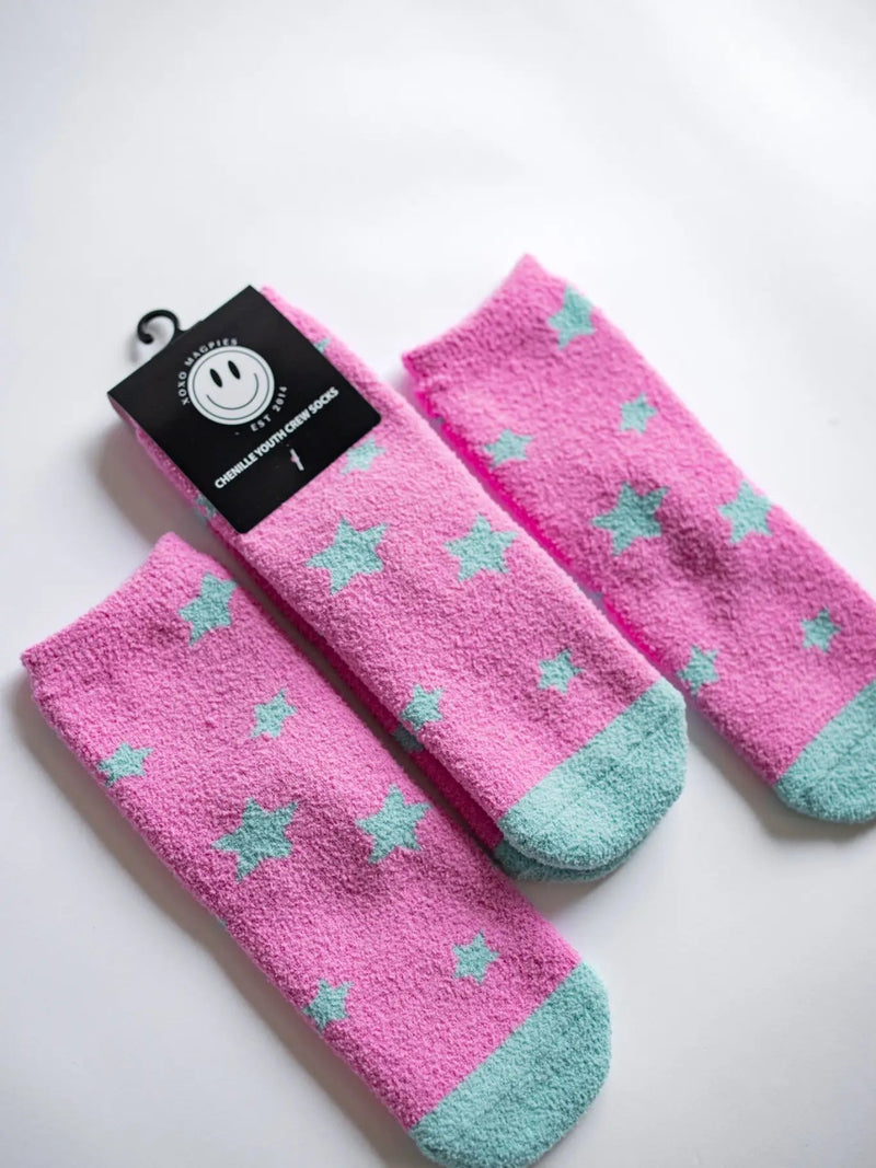 Xoxo By Magpies Fuzzy Sock | Pink + Aqua Star - Flying Ryno