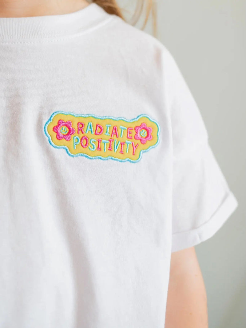 Xoxo By Magpies Radiate Positivity Embroidered Tee | White - Flying Ryno