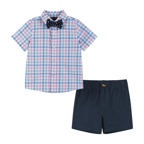 Andy and Evan Plaid Buttondown with Bow Tie And Shorts Set - Flying Ryno