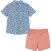 Andy and Evan Shark Print Buttondown And Shorts Set - Flying Ryno