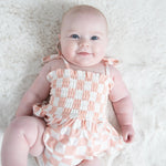 Angel Dear Checkerboard Pink Smocked Bubble with Skirt - Flying Ryno
