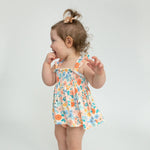 Angel Dear Floral Cart Ruffle Strap Smocked Top And Diaper Cover - Flying Ryno