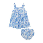 Angel Dear Roses in Blue Paperbag Ruffle Sundress With Diaper Cover - Flying Ryno