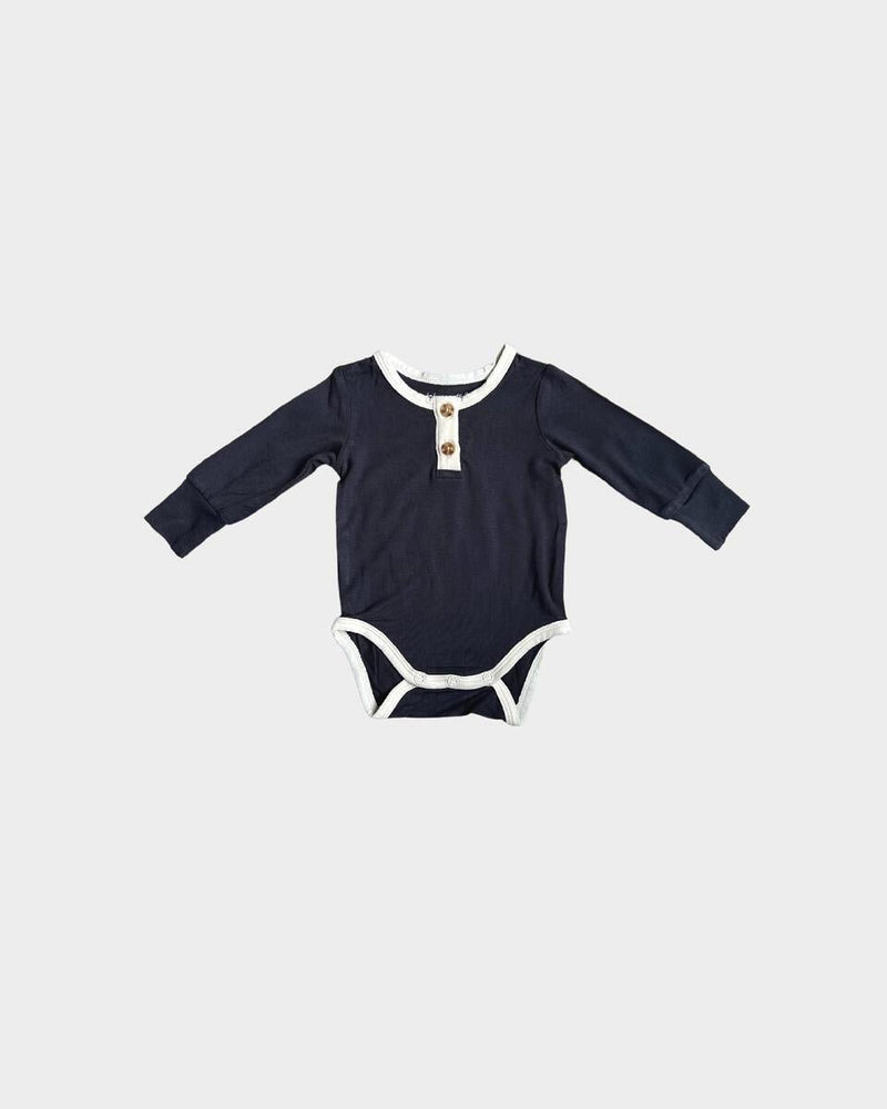 Babysprouts Dark Gray Long Sleeve Henley Bodysuit - Flying Ryno