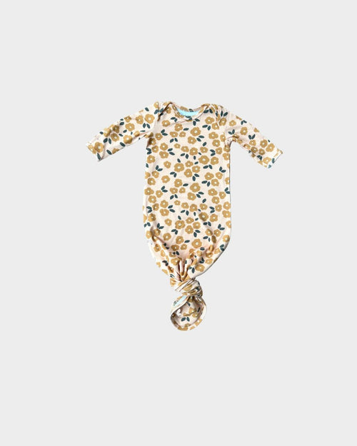 Babysprouts Knotted Sleeper - Gold Floral - Flying Ryno