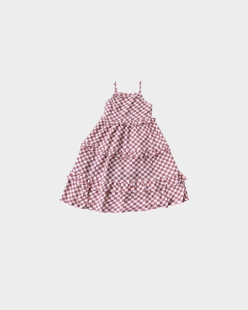 Babysprouts Maxi Ruffle Dress - Strawberry Checkered - Flying Ryno