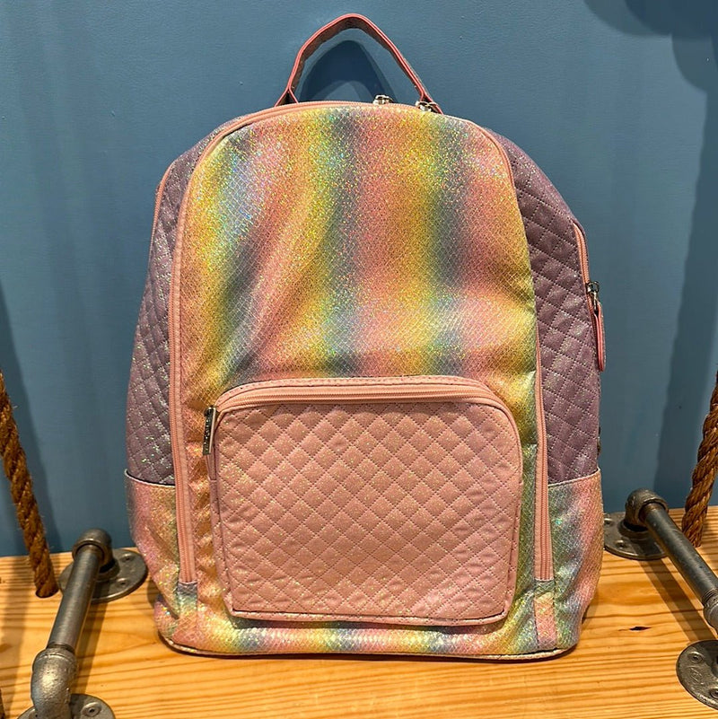 Bari Lynn Shimmer Rainbow Quilted Lavender Light Pink Backpack - Flying Ryno