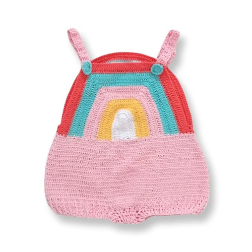 Bela & Nuni Romper Crochet, Pink Rainbow - Flying Ryno