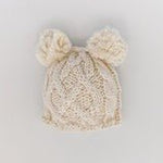 Huggalugs Newborn Aran Natural Double Pom Pom Beanie Hat Infant - Flying Ryno