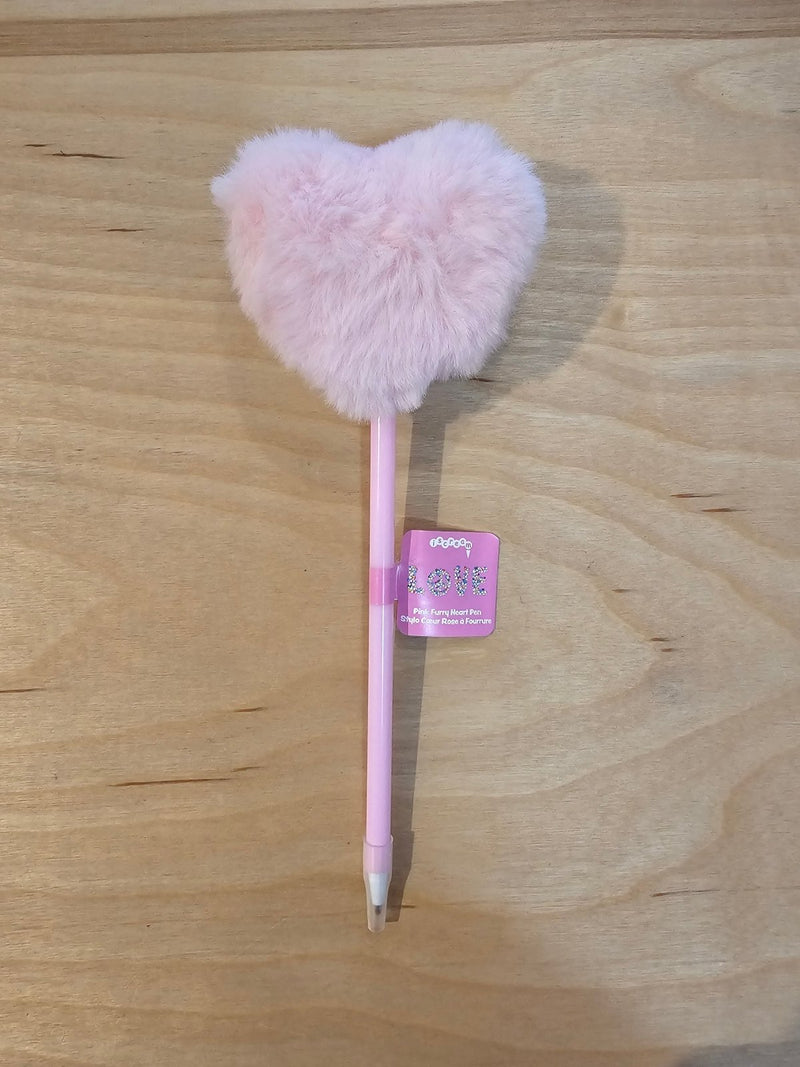 Iscream Pink Furry Heart Pen - Flying Ryno