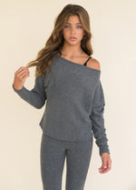 Kaveah Hacci Ribbed Long Sleeve Pullover, Charcoal - Flying Ryno