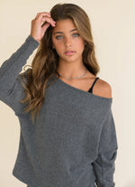 Kaveah Hacci Ribbed Long Sleeve Pullover, Charcoal - Flying Ryno