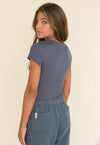 Kaveah Ribbed Crewneck T-Shirt, Mineral - Flying Ryno