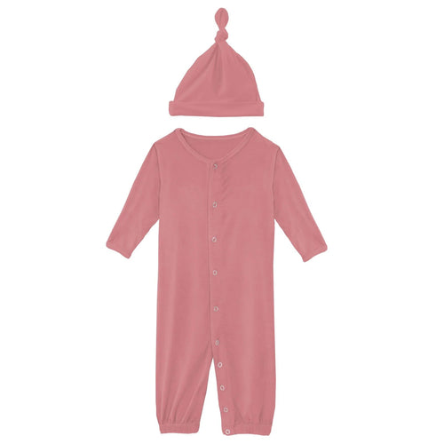 Kickee Pants Newborn Layette Gown Converter and Single Knot Hat Set, Desert Rose - Flying Ryno