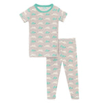 Kickee Pants Print Short Sleeve Pajama Set, Latte Tortoise and Hare - Flying Ryno