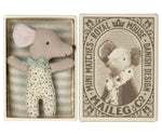 Maileg Sleepy/wakey baby mouse in matchbox - Blue - Flying Ryno